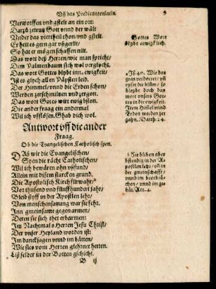 Antwort uff die ander Fraag. Ob die Evangelischen Catholisch syen.