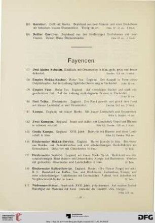 Fayencen (Nr. 107-168)