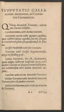 Supputatio Gallicorum numorum, ad Cruciatos Germanicos.