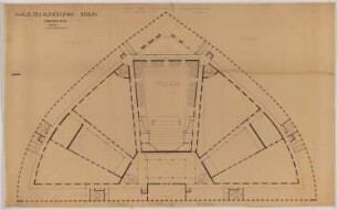 Haus des Rundfunks, Berlin-Charlottenburg: Großer Sendesaal, 1. OG, Bestuhlungsplan 1:100