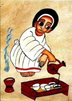 Handgeschriebene Neujahrskarte mit afrikanischem Folklore-Motiv