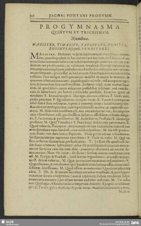Progymnasma Quintum Et Tricesimum. Nundinae