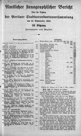 Sitzung 32., 24. September 1925