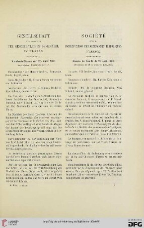 Vorstands-Sitzung vom 29. April 1903 / Séance du Comité du 29 avril 1903
