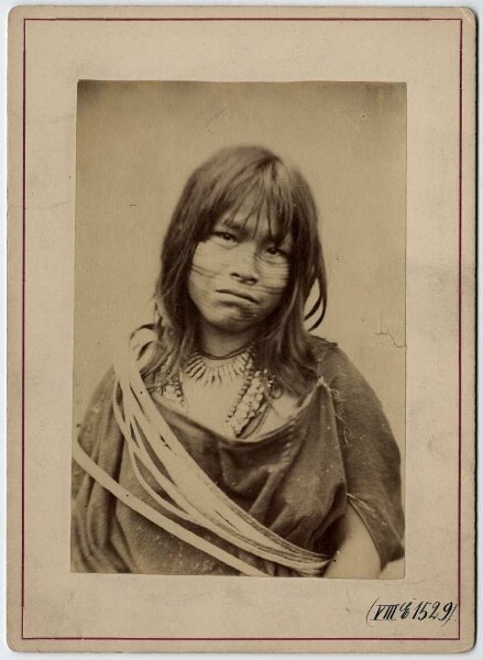 "Young Campa woman with jewellery and face painting" (OT)