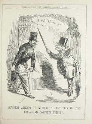 Imprudent attempt to garotte a gentleman of the press - and complete failure