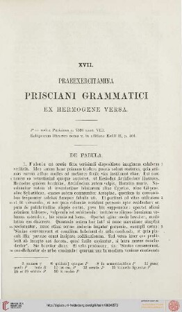 XVII. Praeexercitamina prisciani grammatici ex hermogene versa