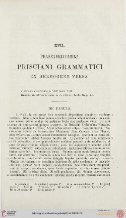 XVII. Praeexercitamina prisciani grammatici ex hermogene versa