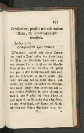 Correspondenz zwischen mir und meinem Vetter , die Bibelübersetzungen betreffend.