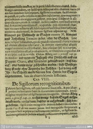 Cap. VIII. De Sigillorum recognitionibus