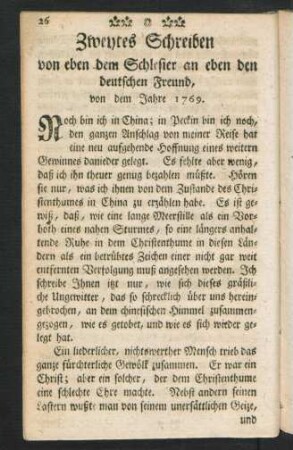 Zweytes Schreiben ...