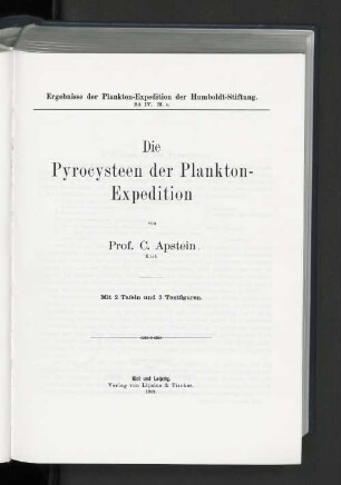 Bd IV,M,c: Die Pyrocysteen der Plankton-Expedition