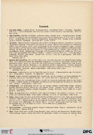 Keramik, Arbeiten in Stein, Glas (Nr. 1-64)