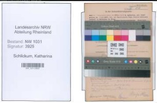 Entnazifizierung Katharina Schlickum , geb. 07.10.1887 ()