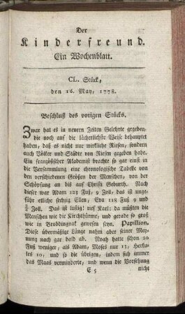CL. Stück, den 16. May, 1778