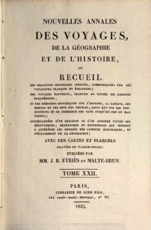 Nouvelles annales des voyages, 22. 1824