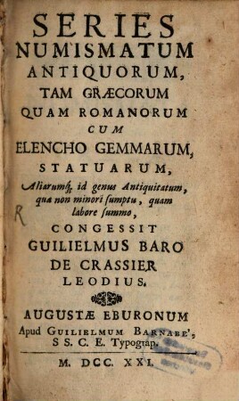 Series numismatum antiquorum