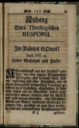 Anhang Eines Theologischen Responsi.