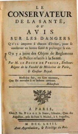 Le conservateur de la santé
