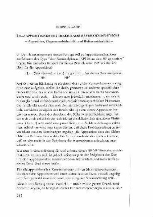 Sind Appositionen mit ihrer Basis referenzidentisch? : Apposition, Gegenstandsidentität und Referenzidentität