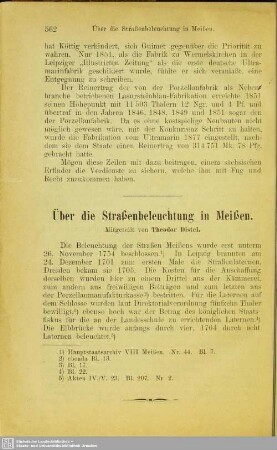 Über die Straßenbeleuchtung in Meißen