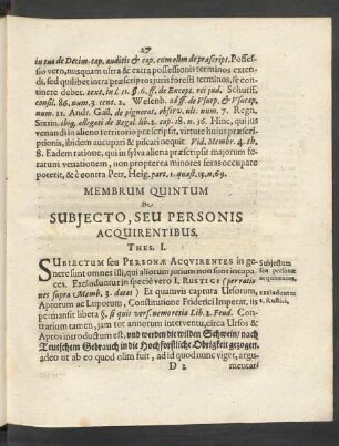 Membrum Quintum De Subiecto, Seu Personis Acquirentibus