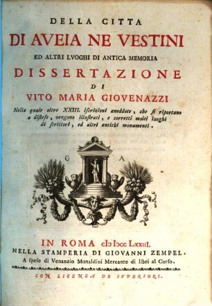 Della città di Aveia ne Vestini ... dissertazione