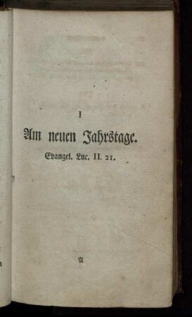 I Am neuen Jahrstage. Evangel. Luc. II. 21.