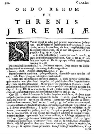 Ordo Rerum Ex Threnis Jeremiæ.