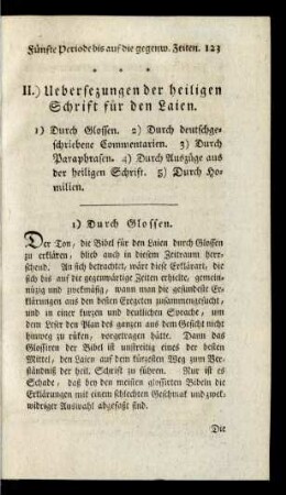 II.) Uebersezungen der heiligen Schrift für den Laien