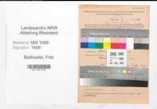 Entnazifizierung Fritz Bollhoefer , geb. 12.06.1894 (Beamter)