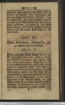 Cap. IV. Vom Alacedach, Magnesia, Algir-Stein oder Pitre-Kieß