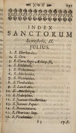Index sanctorum.