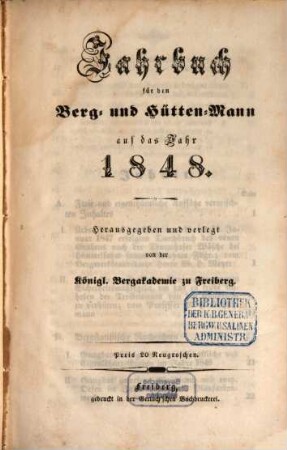 Jahrbuch für den Berg- und Hüttenmann, 1848