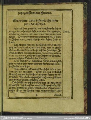 Wie, wann, wem und wie offt man zu Ader lassen soll