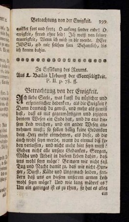399-403, Zu Erfüllung des Raums. Betrachtungen von der Ewigkeit