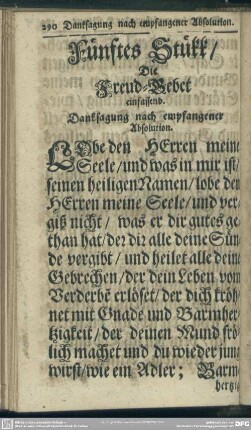 Fünftes Stükk, Die Freud-Gebet einfassend