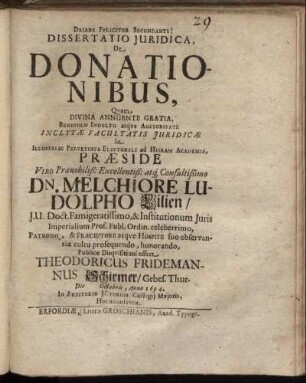 Dissertatio Iuridica, De Donationibus