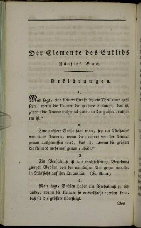 Der Elemente des Euklids : Fünftes Buch