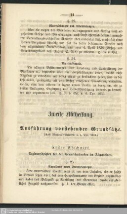 Zweite Abtheilung: Ausführung vorstehender Grundsätze