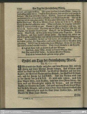 Epistel am Tage der Heimsuchung Mariä, Esa. XI. V. 1-5