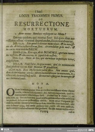 Locus Trigesimus Primus. De Resurrectione Mortuorum