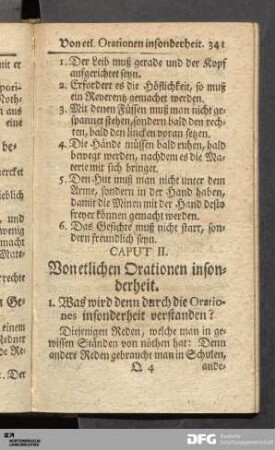 Caput II. Von etlichen Orationen insonderheit