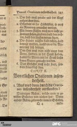 Caput II. Von etlichen Orationen insonderheit