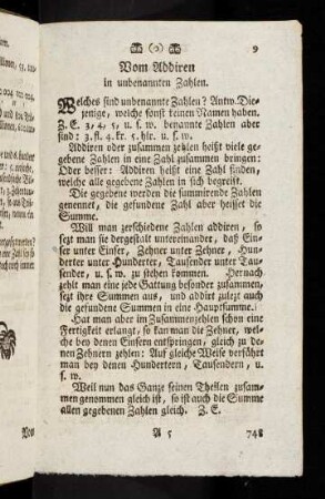 9-35, Unbenannte Zahlen: Vom Addiren, Subtrahiren, Multipliciren, Dividiren.