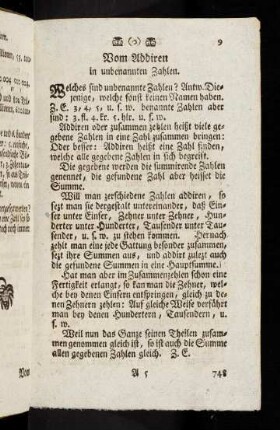9-35, Unbenannte Zahlen: Vom Addiren, Subtrahiren, Multipliciren, Dividiren.