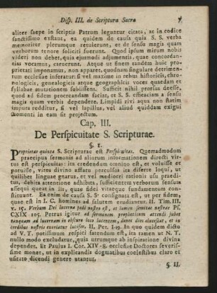 Cap. III. De Perspicuitate S. Scripturae.