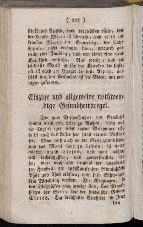 Einzige und allgemeine nothwendige Gesundheitsregel.
