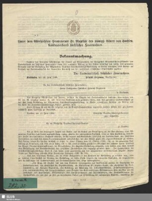 Bekanntmachung : [Waldheim, 31. Mai 1889; Bewilligung von 300 M. an den Landesausschuß sächs. Feuerwehren]