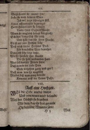 VIII. Auff eine Hochzeit